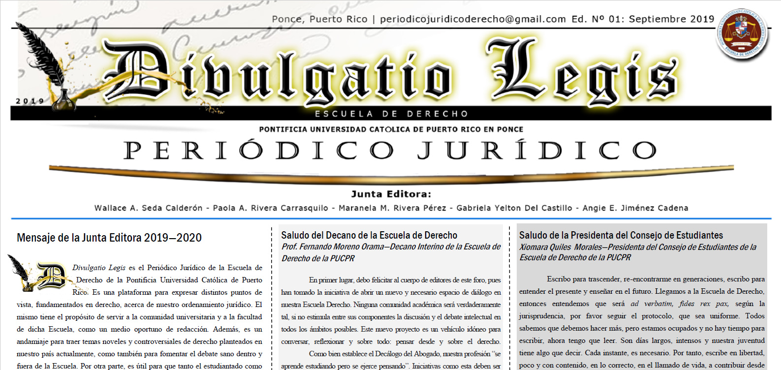 Cabezote de periódico Divulgatio Legis